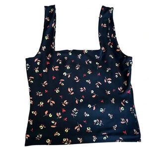 Leith women's size medium sleeveless black floral top